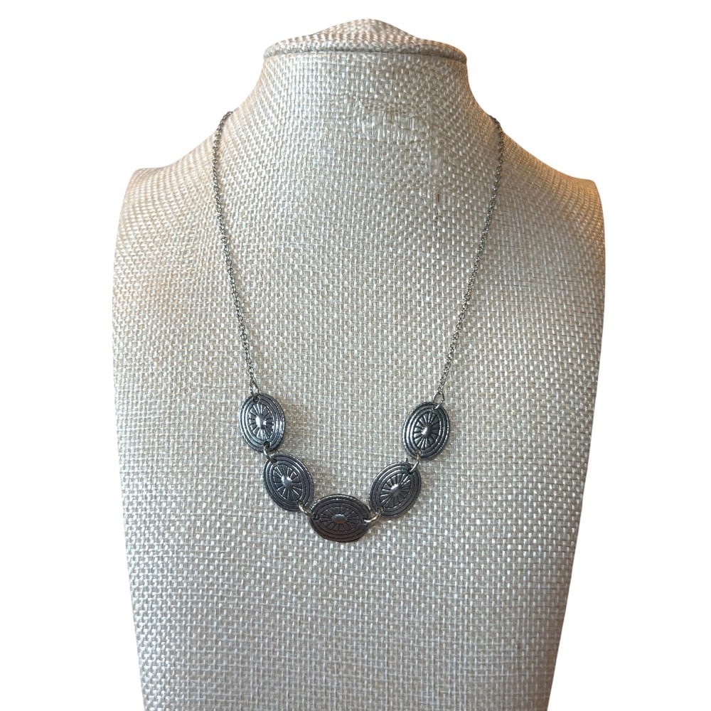 Unbranded Concho Necklace Women OS Silver Good Western Sunburst Oval Link